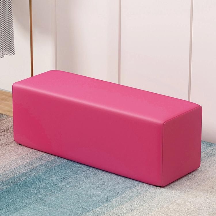 Pink Ottoman Stool Sofa Stool Otomano Leather Simple Design Tabouret Dining Area Nail Beauty Eyelash Pedicure Pedicure Stool