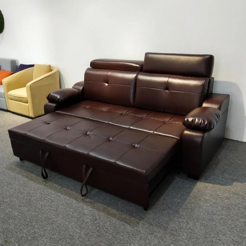 Two Seat Adjustable Back Leather Office Sofa Bed Foldable