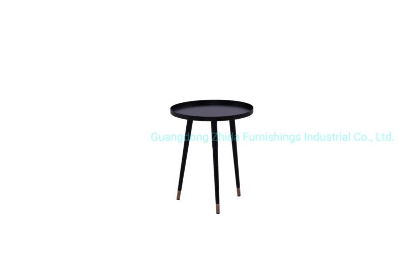 Foshan Wholesale Manufacturer Zhida Home Furniture Living Room Sofa Side Table Metal Small Round Side Table for Sale