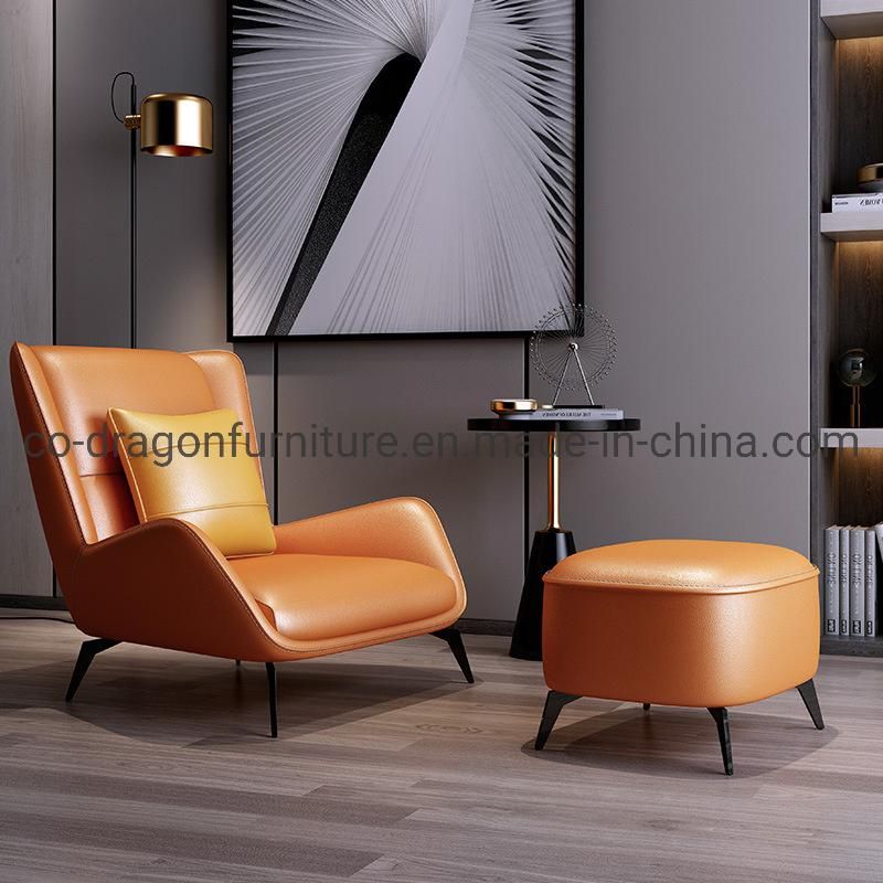 Luxury Home Furniture Metal Legs Leather Leisure Chair with Arm