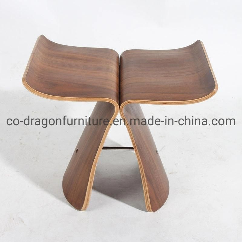 Hot Selling Modern Wooden Furniture Walnut Leisure Butterfly Garden Stool