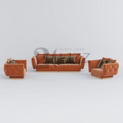 New Arrival European Design Living Room Orange Sectional Fabric Sofa Home Hotel Restaurant Sofa Set