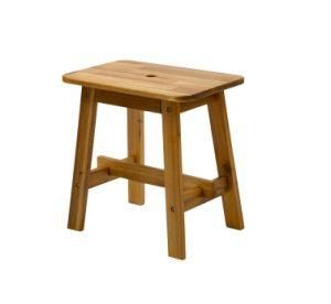 Acacia Wood Stool Rectangle Top Sub-Stool for Living Room Bedside Strong Weight Capacity Bathroom Stool or Step