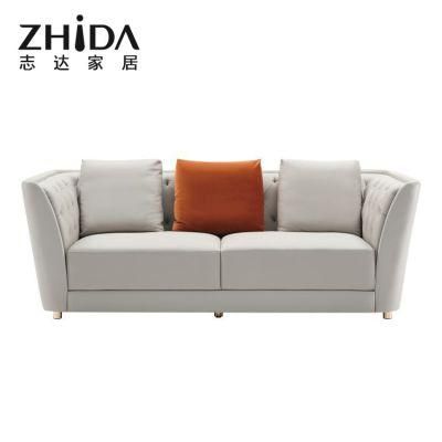 Hot Sale Leather Upholstered 4/3/2/1 Seaters Sofa Couch Luxury Stainless Steel Part Modern Living Room Sofa