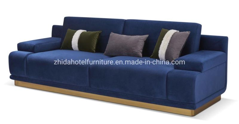 Hotel Living Room Furniture Reception Bedroom Fabric Wooden Metal Sofa