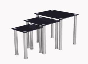 Modern Black Glass Nesting Table