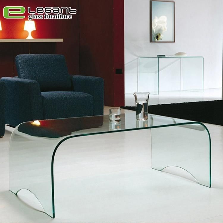 Clear Curved Glass Center Table