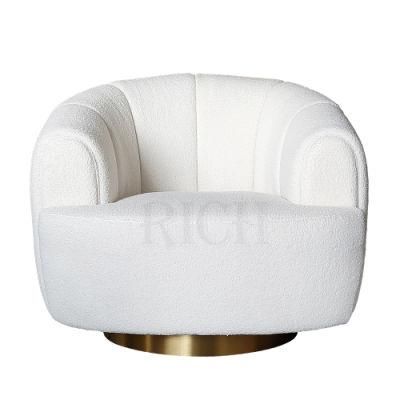 Luxury Hotel White Lounge Small Armchair for Bedroom Waiting Swivel Easy Nordic Teddy Chair Modern Fabric Teddy Sofa Chair