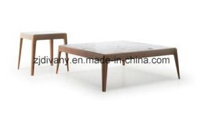 Marble Top Wooden Coffee Table Square Table (T-105)