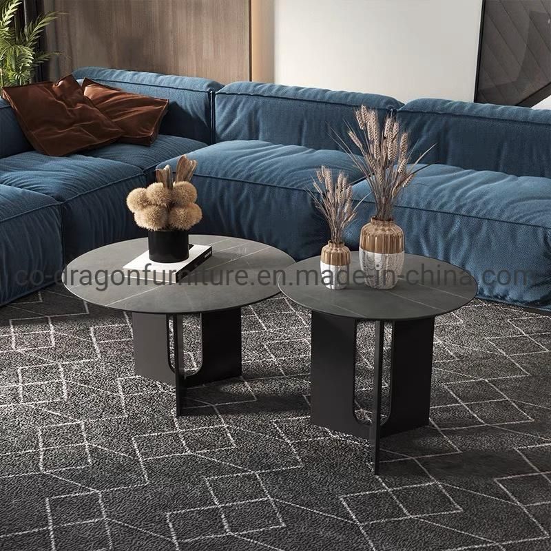 Luxury Livingroom Furniture Marble Top Coffee Table with Steel Legs