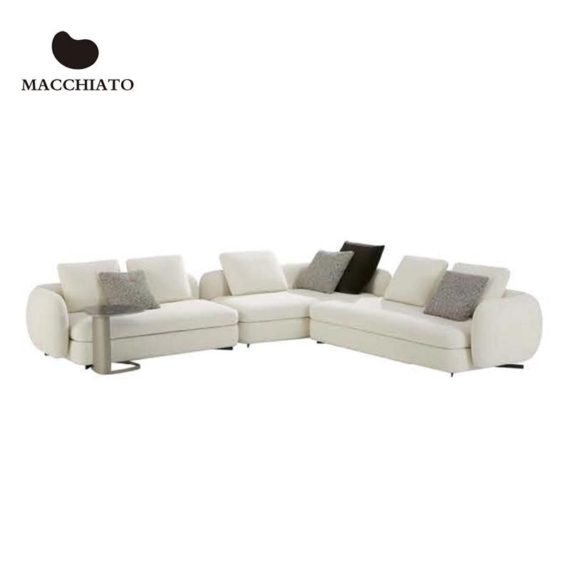 High Seat Depth Italian Sectional Sofas Seaters Multi-Solution 4/3 Seaters L Shape Feather Living Room Sofas Couch Feather Down Filling for Villa