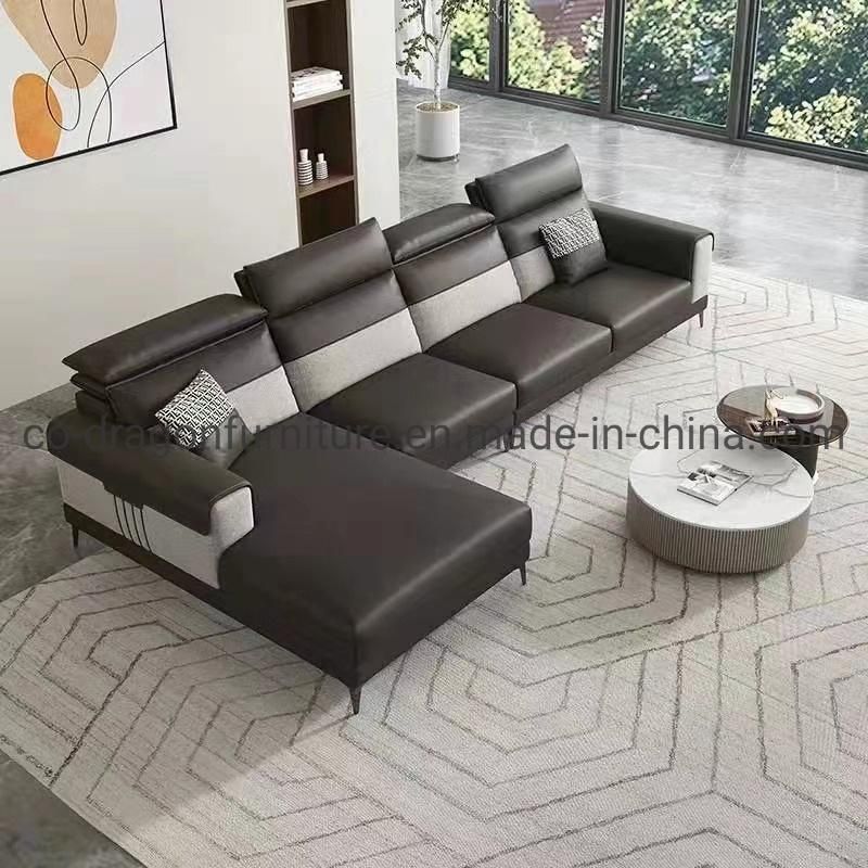 Luxury Leather Sofa with L Shape for Living Room Furniture