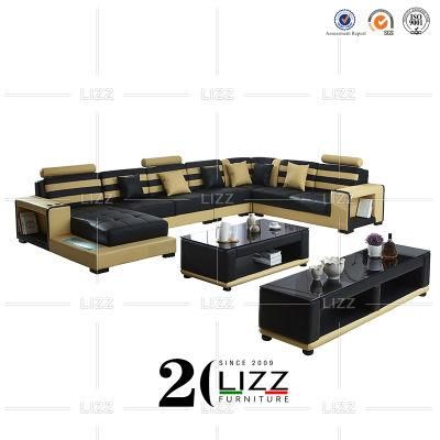 Amercian Style Modular Living Room Set Modern Leisure L Shape Sectional Genuine Leather Sofa