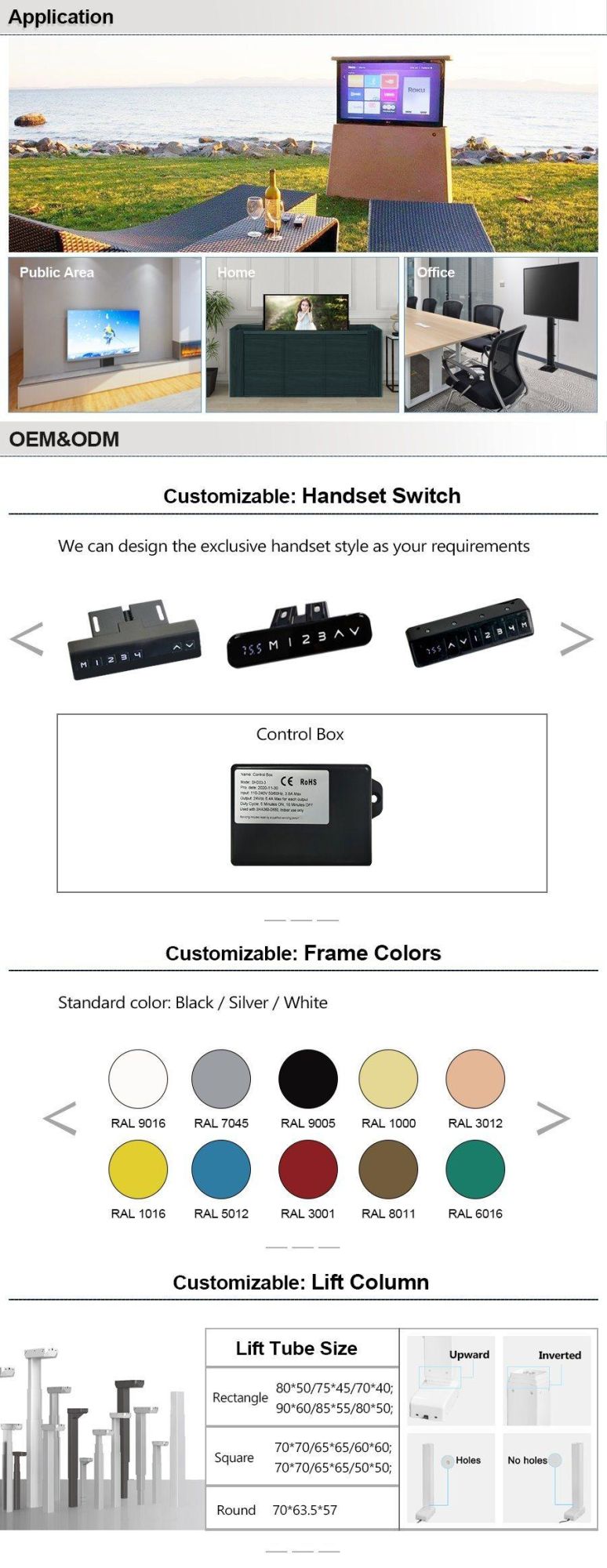 Professional Manufacturer Motorized Mechanism Single Motor TV Lift