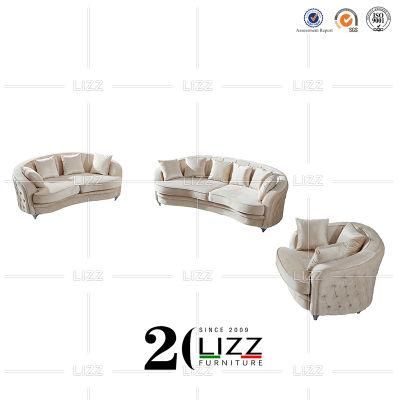 Modern Home Leisure Velvet Soft Fabric Sofa Set with Marble Coffee Table