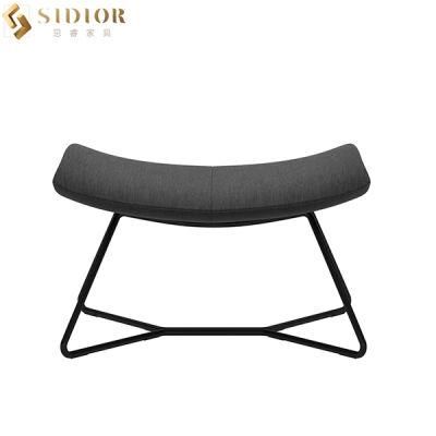 Modern Luxury Black Fabric Footstool Upholstered Chair with Metal Legs