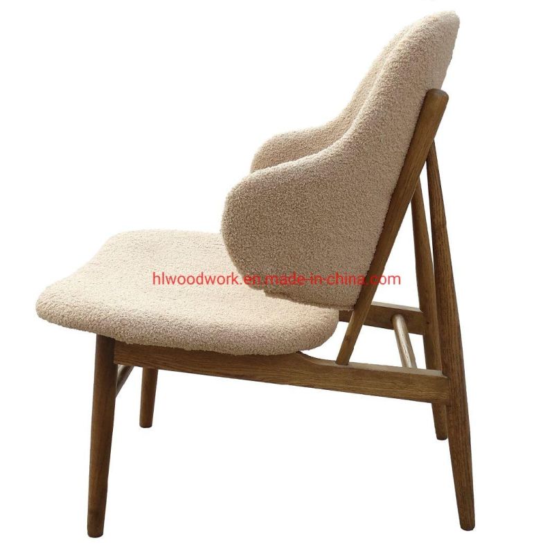 Oak Wood Frame Brown Color with Beige Teddy Velvet Magnate Chair Dining Chair Wooden Chair Lounge Sofa Coffee Shope Armchair Living Room Sofa Resteraunt Sofa