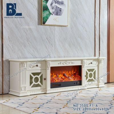 Fireplace Craftsman White Resin Wooden Electric Fireplace Mantel Shelf TV Stand with Storage Cabinet with Remote Control