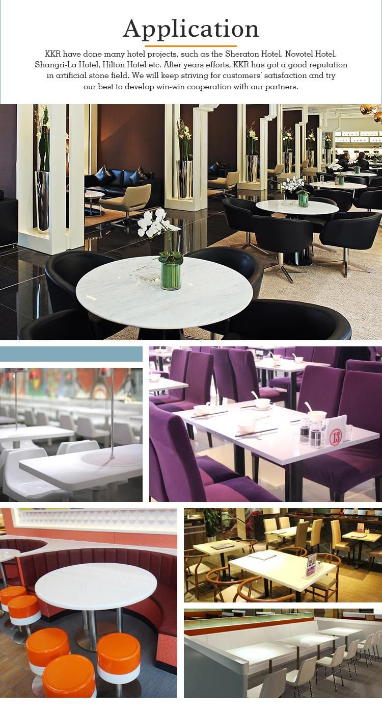 4 Seats Solid Surface Square Table and Chair for Restaurant