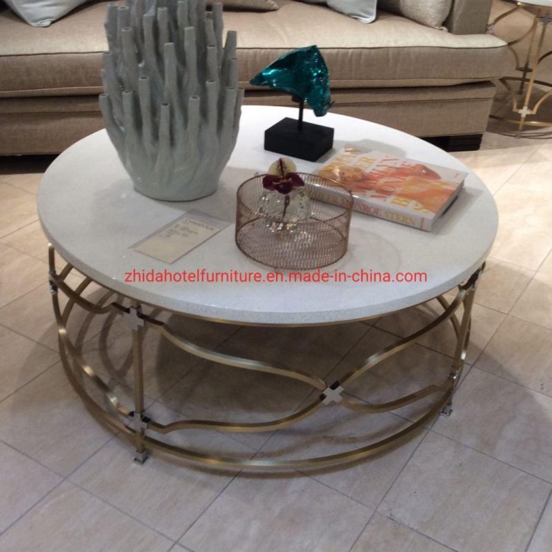 Luxury Dubai Golden Stainless Steel Leg European Style Coffee Table