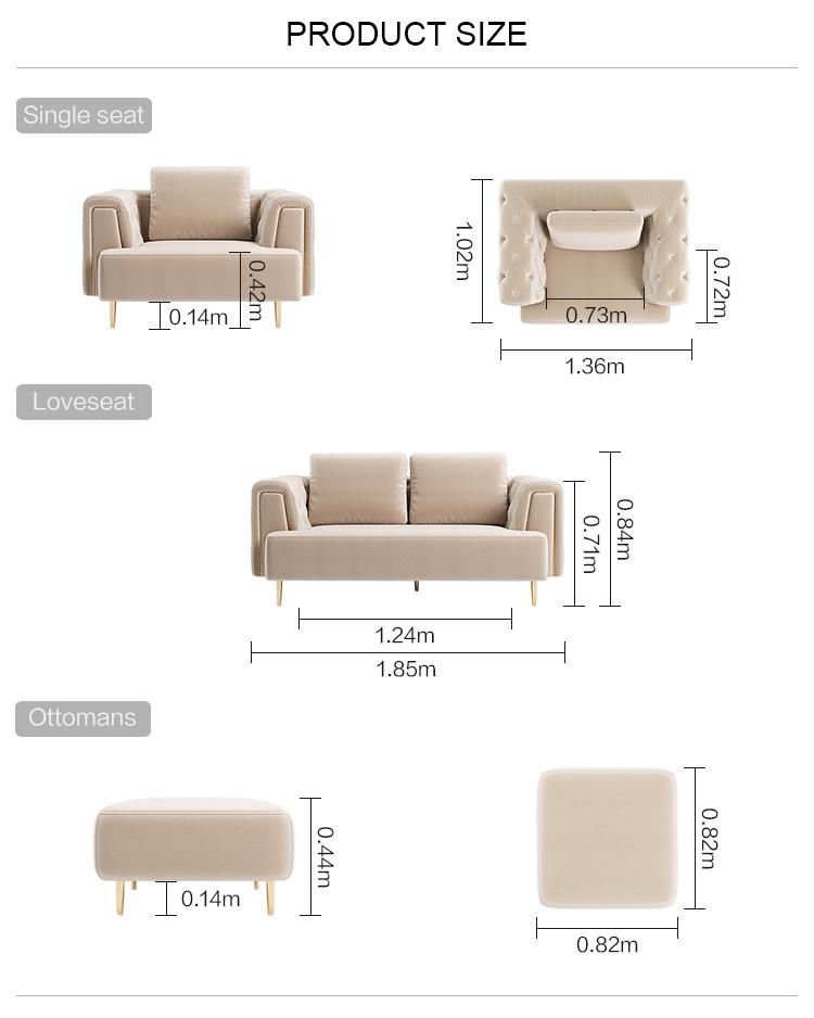 Linsy 7 Seater Velvet Fabric L Shaped Sectional Chesterfield Sofa Couch Living Room Sofa Set Furniture Rbc1K