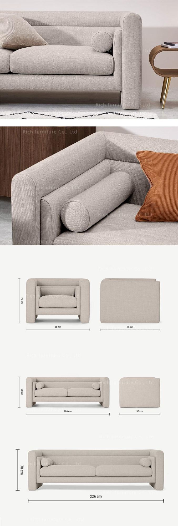 Modern Furniture Lounge Sofa Fabric Couch 2 Seater Living Room Upholstered Sofa