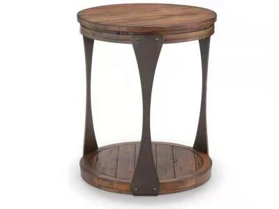 Modern Wood Round Shelf Bedside End Table and Bedroom Storage Drawer