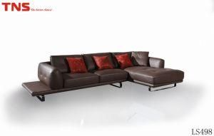 Home Furniture Genuine Corner Leather Sofa with Metal Leg (LS498)