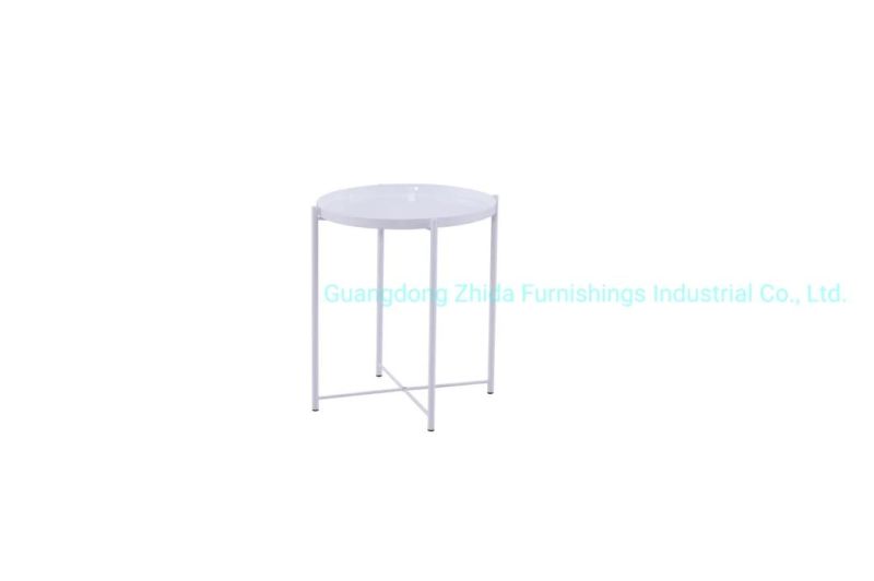 Foshan Wholesale Manufacturer Zhida Home Furniture Living Room Sofa Side Table Metal Small Round Side Table for Sale