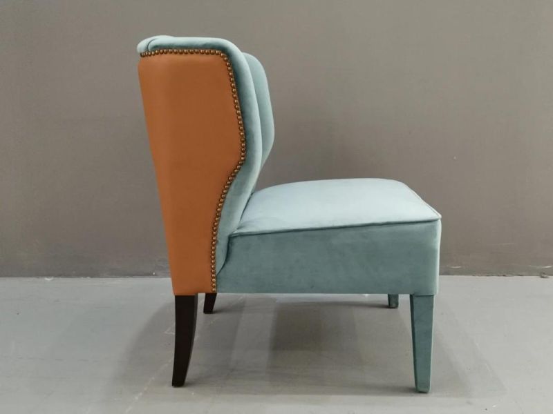 Leisure Grey Armchair with Brass Copper on Side Back