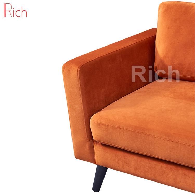 Living Room Furniture Orange Armchair Modern Velvet One Seater Sofa