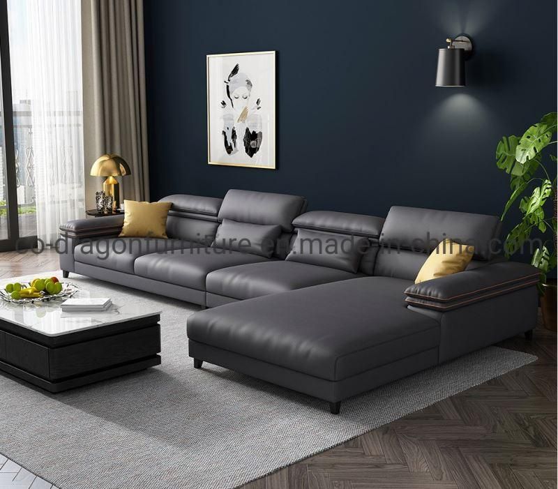 Luxury Leather Sofa with L Shape for Living Room Furniture