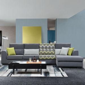 Gray Living Room Furniture Fabric Corner Sofa