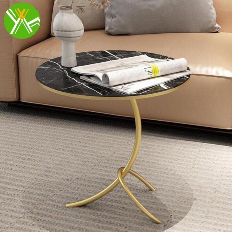 2022 New Arrival Nordic Design Gold Side Table with White Marble Top for Wholesale