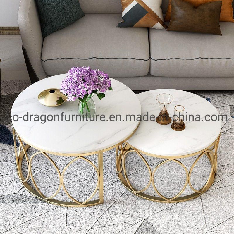 Fashion Steel Coffee Table with Marble Top for Modern Furniture