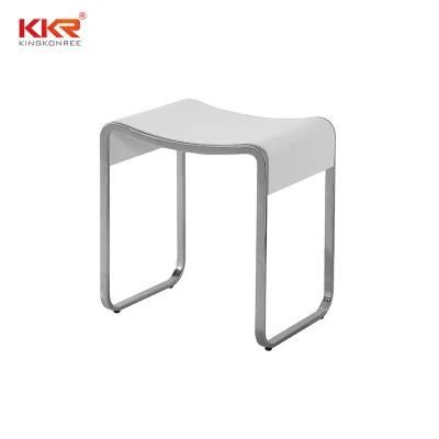 Wholesale White Acrylic Solid Surface Bathroom Stone Chair Vanity Shower Stools