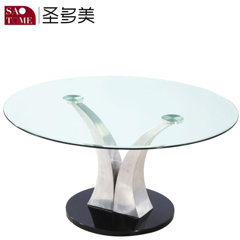 Furniture Top 8mm Transparent Glass Bottom High Gloss Black MDF 25mm Lamp Table