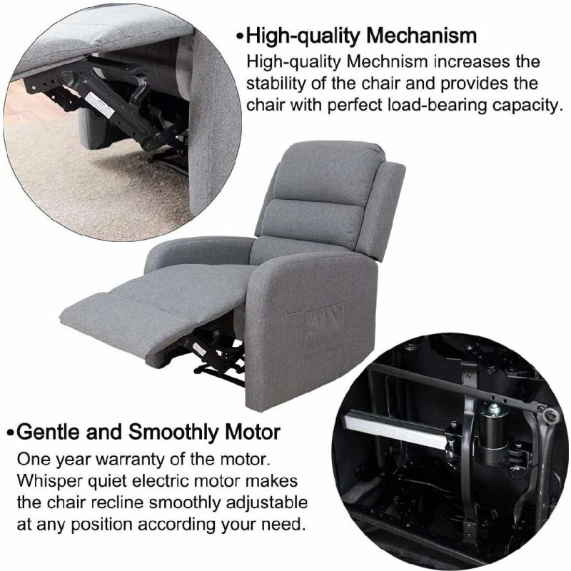 Jky Furniture Fabric Power Recliner Chair with Okkin Motor and USB Charger