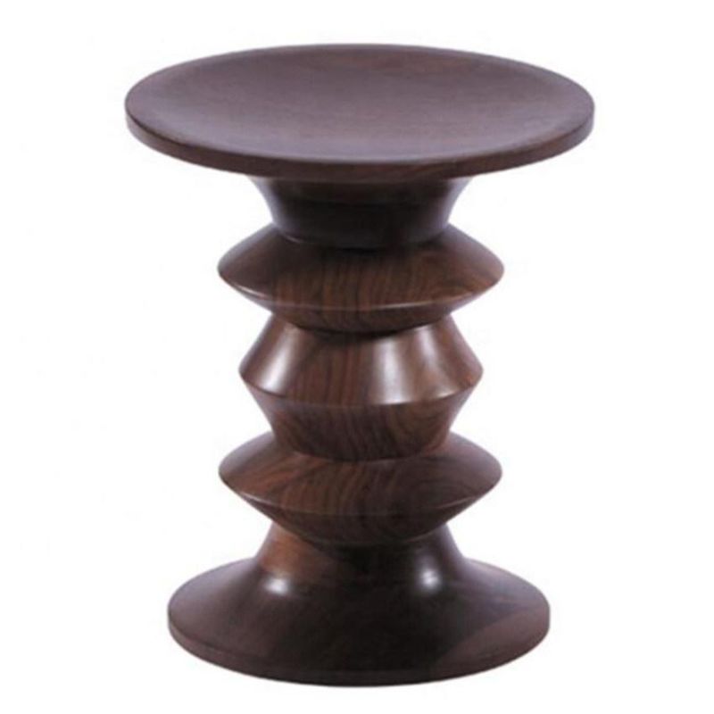 High Quality Modern Round Low Living Room Walnut Wood Stool