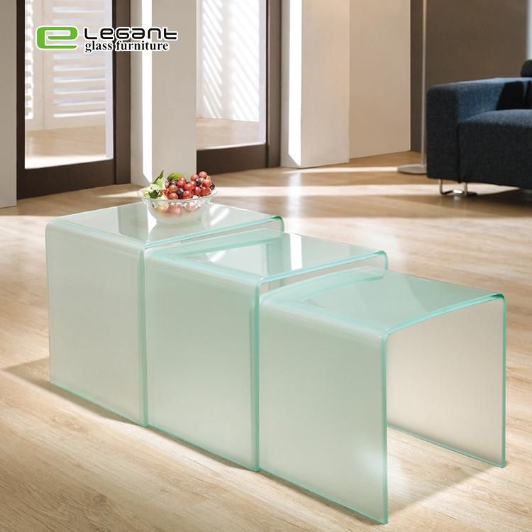 Custom Clear Glass Coffee End Side Table Sets