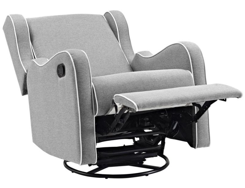 Jky Furniture Fabric Rock and Swivel Recliner Chair with Deep Wingback