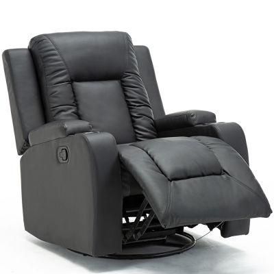 Swivel and Glider Manual Recliner Sofa Home Furniture Black Color Durable Leather Sofa Multi-Functional Sofa for Living Room Sofa