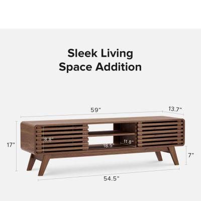 TV Media Stand, 54 Inch Wide, Contemporary, Living Room Entertainment Center, Storage Shelves and Cabinets