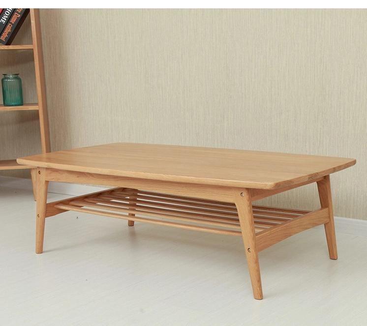 Nordic Simple White Oak Double-Layer All-Match Coffee Table