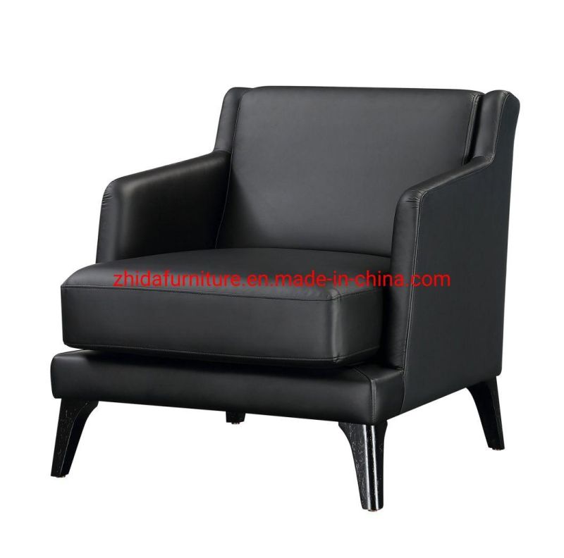 Black PU Reception Area Leisure Coffee Shop Restaurant Wooden Chair