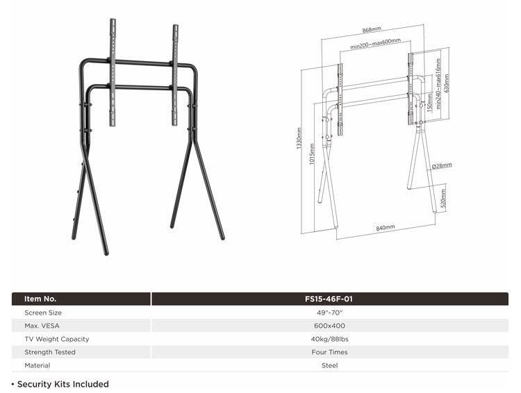 High Quality Sturdy Artistic Steel Studio TV Floor Stand