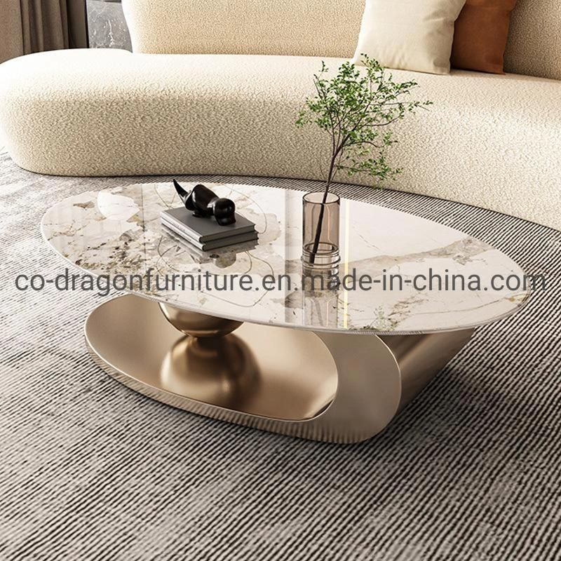 Fashion Home Furniture Gold Steel Coffee Table with marble Top