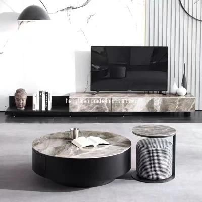 Living Room Furniture Round Coffee Table Combination Metal TV Stands