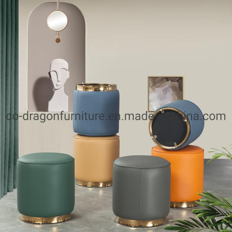 Modern Luxury Living Room Furniture Leather Round Stool Sets