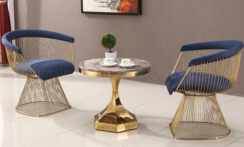 China Supplier Modern Stainless Steel Base Marble Side Table Round